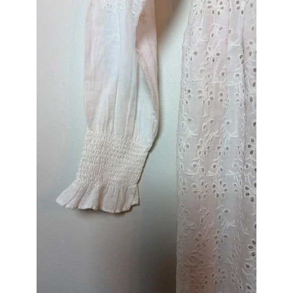LoveShackFancy Preslina Dress True White Eyelet Lace Mini Square Neck Size 2 NEW - Picture 7 of 12